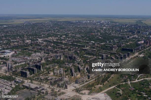An aerial view shows the city of Mariupol, amid the ongoing Russian military action in Ukraine, on June 13, 2022.