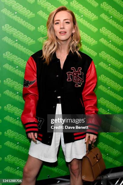 Sarah Mikaela celebrates the launch of Superdry's Sustainability Campaign at Superdry Oxford Street on June 13, 2022 in London, England.