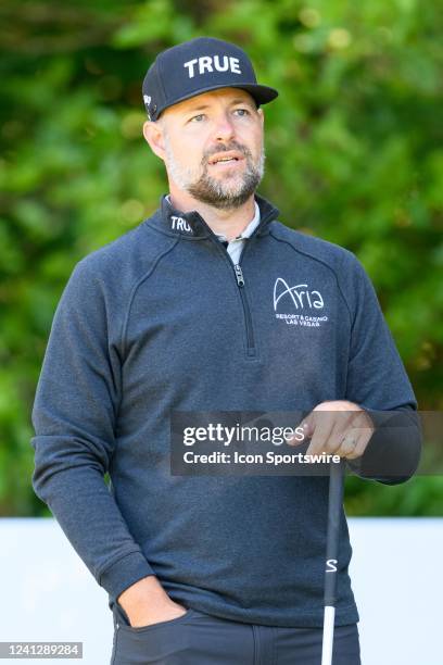 Ryan Moore reacts during the second round of the RBC Canadian Open at St. George's Golf and Country Club on June 10, 2022 in Etobicoke, Ontario.