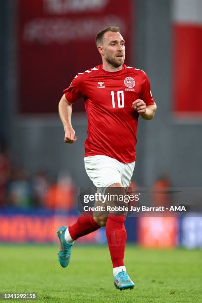 Christian Eriksen of Denmark during the UEFA Nations League League A Group 1 match between Denmark and Austria at Parken Stadium on June 13, 2022 in...