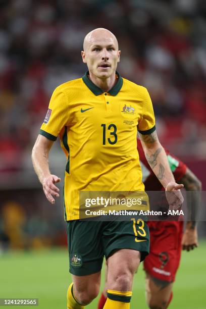 Aaron Mooy of Australia during the 2022 FIFA World Cup Playoff match between Australia Socceroos and Peru at Ahmad Bin Ali Stadium on June 13, 2022...