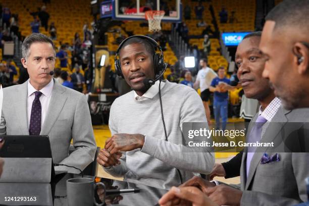 Former NBA Player, Jamal Crawford speaks on NBA TV before Game Five of the 2022 NBA Finals on June 13, 2022 at Chase Center in San Francisco,...