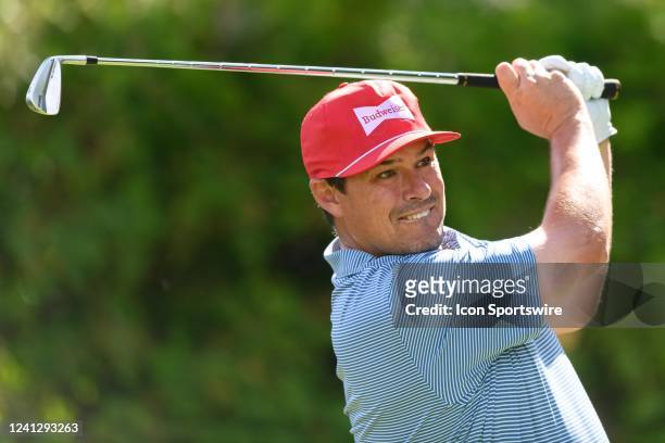Johnson Wagner plays his shot during the second round of the RBC Canadian Open at St. George's Golf and Country Club on June 10, 2022 in Etobicoke,...