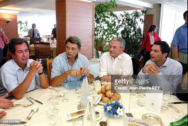 Parlementary days "Democratie liberale" In Porticcio, France On September 21, 1999 - Jean-Louis Debre, Alain Madelin, Jean Arthuis and Patrick...