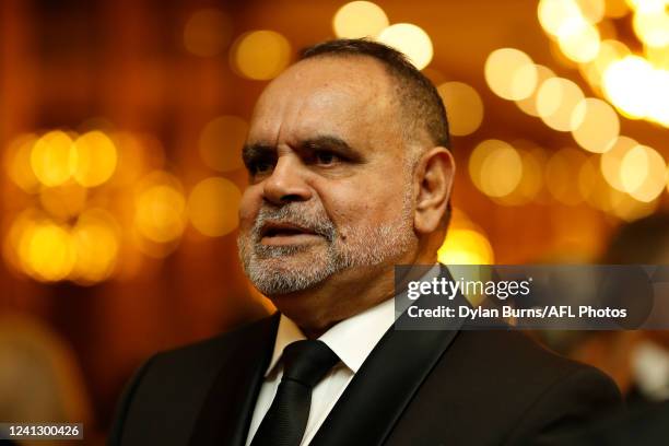 Michael Long is seen during the 2022 Australian Football Hall of Fame Dinner at Crown Palladium on June 14, 2022 in Melbourne, Australia.