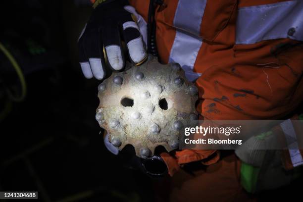 Drill bit used in the nickel mining process at the Vale Copper Cliff mine in Sudbury, Ontario, Canada, on Wednesday, June 1, 2022. Nickel is the key...