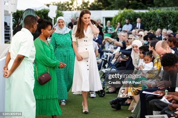 Catherine, Duchess of Cambridge arrives to attend a memorial service to mark the fifth anniversary of the Grenfell Tower fire on June 14, 2022 in...