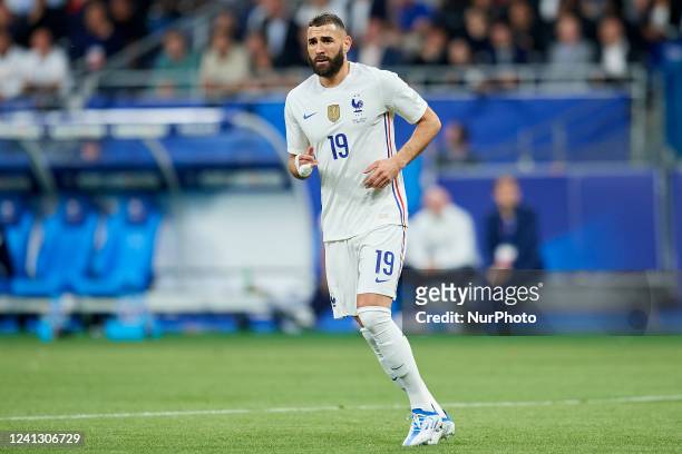 Karim Benzema of France during the UEFA Nations League League A Group 1 match between France and Croatia at Stade de France on June 13, 2022 in...