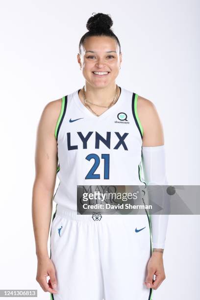 Kayla McBride of the Minnesota Lynx poses for a head shot during 2022 Media Day makeup on June 11, 2022 at Target Center in Minneapolis, Minnesota....