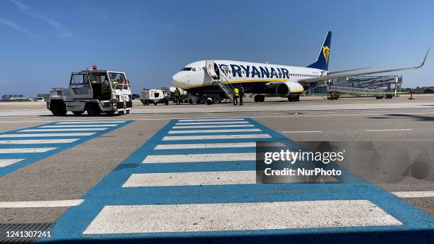 Ryanair Boeing 737-800 landed in Brindisi, Italy, on June 14, 2022.