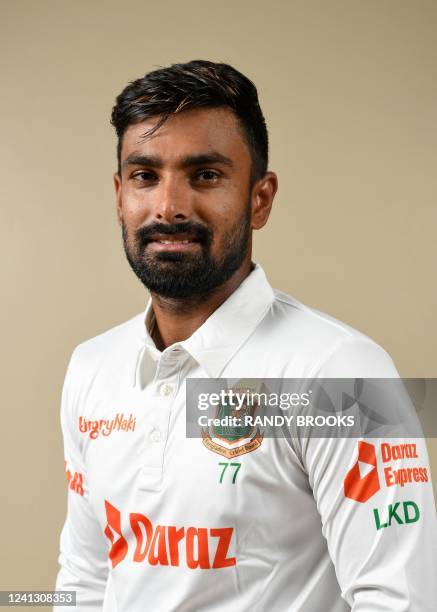 Liton Das of Bangladesh poses for portrait before the 1st Test between Bangladesh and West Indies at Vivian Richards Cricket Stadium in North Sound,...