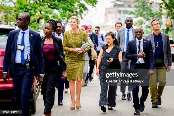 Queen Maxima of the Netherlands visits Minister Adama Coulibaly of Economic affairs on June 14, 2022 in Abidjan, Ivory Coast. Queen Maxima visits...