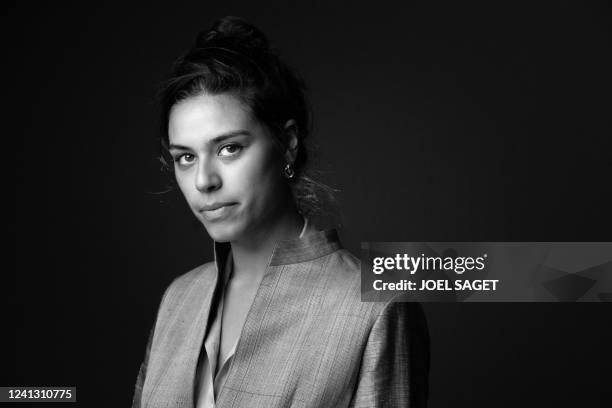 French actress Alice Rahimi poses during a photo session in Paris on June 9, 2022.