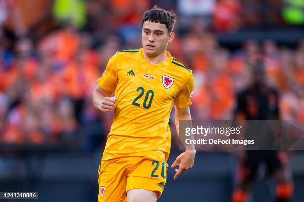 Daniel James of Wales looks on during the UEFA Nations League League A Group 4 match between Netherlands and Wales at Feyenoord Stadium on June 14,...