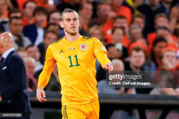 Gareth Bale of Wales substitutes during the UEFA Nations League League A Group 4 match between Netherlands and Wales at Feyenoord Stadium on June 14,...