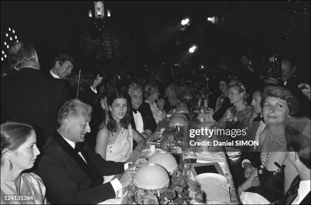 The "Bal de la Rose" In Monaco city, Monaco On May 27, 1979 - Caroline de Monaco, Rainier and Grace de Monaco.