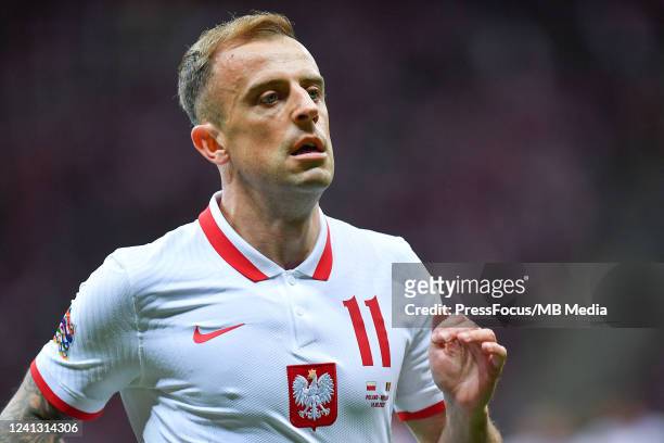 Kamil Grosicki of Poland looks on during the UEFA Nations League League A Group 4 match between Poland and Belgium at PGE Narodowy on June 14, 2022...