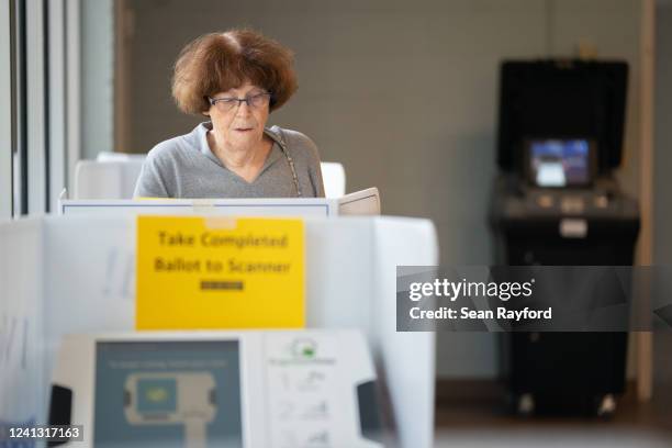 Voters go to the polls during midterm primary elections on June 14, 2022 in West Columbia, South Carolina. Maine, Nevada and North Dakota also held...