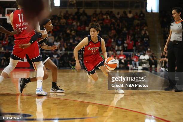Rui Machida of the Washington Mystics drives to the basket during the game against the Phoenix Mercury on June 14, 2022 at Entertainment & Sports...