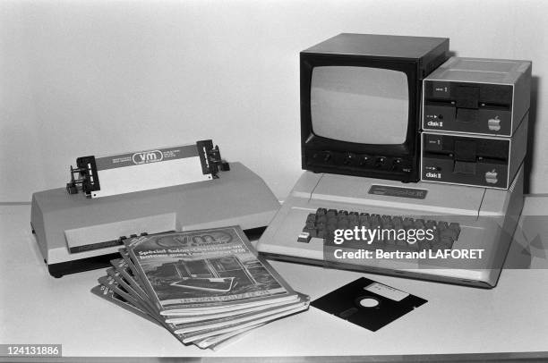 The early Apple Macintosh computer in Paris, France in December, 1981.