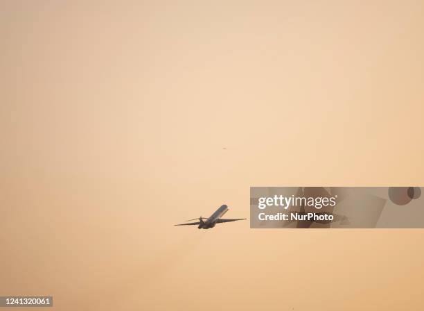 Iranian Zagros Airlines aircraft takes off from Tehrans International Mehrabad Airport on June 14, 2022.