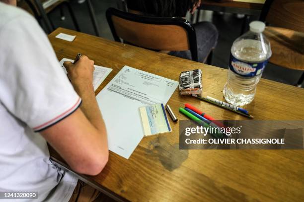 Pupils start the philosophy test as part of the baccalaureat exams at the Sainte-Marie Les Maristes high school designed and built by famous...