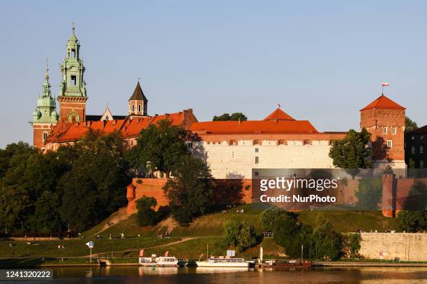 General view of the Wawel Royal Castle and Vistula river in Krakow, Poland on June 14, 2022.