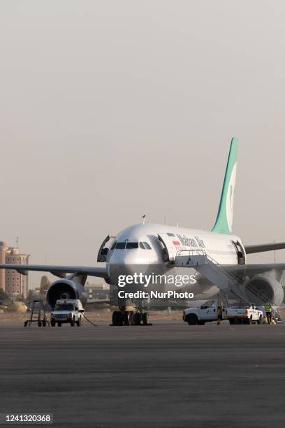 An Iranian Mahan Air Airlines aircraft is pictured at Tehrans International Mehrabad Airport on June 14, 2022.