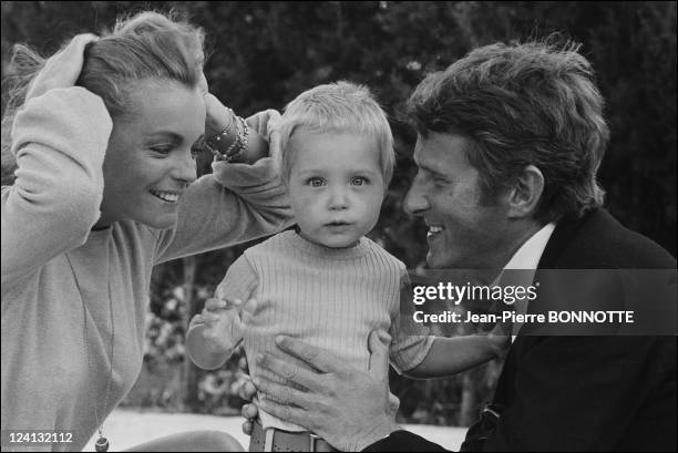 Romy Schneider with Harry Meyer and son David In France In 1968.