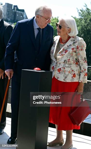 Their Majesties King Albert II and Queen Paola attend the laying of the first stone of the construction site of the King Albert II Institute of the...