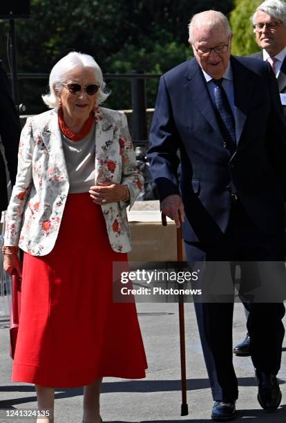 Their Majesties King Albert II and Queen Paola attend the laying of the first stone of the construction site of the King Albert II Institute of the...