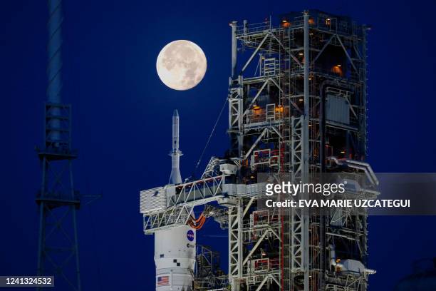 S Artemis I Moon rocket sits at Launch Pad Complex 39B at Kennedy Space Center, in Cape Canaveral, Florida, on June 15, 2022. NASA is aiming for June...