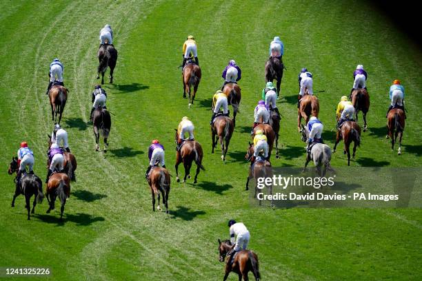 The field ease down after The Queen Mary Stakes during day two of Royal Ascot at Ascot Racecourse. Picture date: Wednesday June 15, 2022.