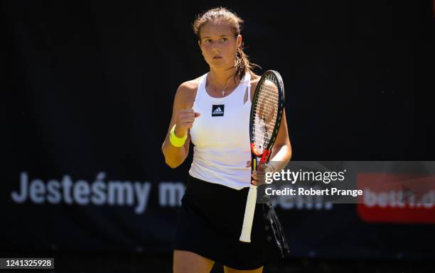 Daria Kasatkina of Russia reacts against Ekaterina Alexandrova of Russia in her first round match on Day 3 of the bett1open 2022 Berlin, Part of the...