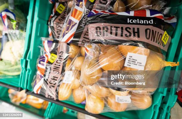 Bags of British onions at an Iceland Foods Ltd. Supermarket in Christchurch, UK, on Wednesday, June 15, 2022. "Britain's cost-of-living crisis -- on...