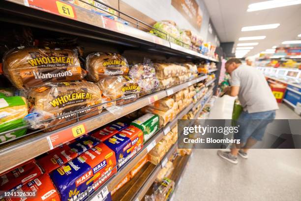 Shelves of bread at an Iceland Foods Ltd. Supermarket in Christchurch, UK, on Wednesday, June 15, 2022. "Britain's cost-of-living crisis -- on track...