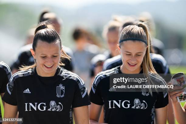 Illustration picture shows a training session of the Belgium's national women's soccer team the Red Flames, Wednesday 15 June 2022 in Tubize. The Red...