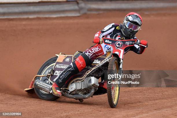 Norick Blodorn of Belle Vue ATPI Aces during the SGB Premiership match between Belle Vue Aces and Wolverhampton Wolves at the National Speedway...