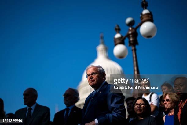 Sen. Bob Menendez attends a news conference marking the 10th anniversary of the passing of Deferred Action for Childhood Arrivals , on Capitol Hill...