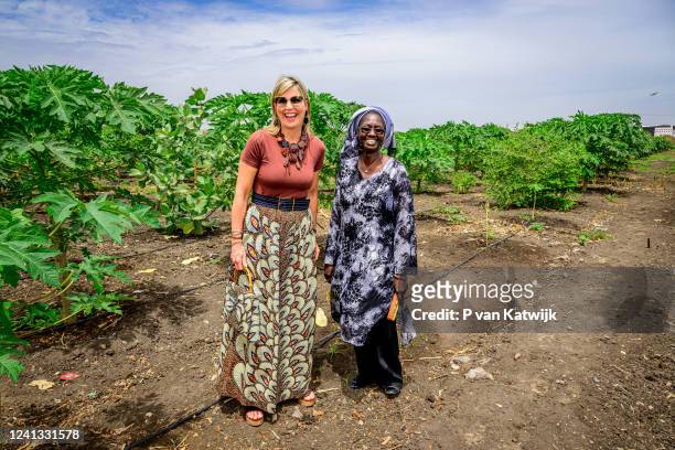 Queen Maxima of The Netherlands visits project My Agro on June 15, 2022 in Dakar, Senegal. MyAgro helps famers save and plan for the future. Queen...