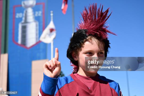 Denver, CO Avalanche fan Greyson Goldstein of Arvada hopes the Stanley Cup at Ball Arena in Denver, Colorado on Wednesday, June 15, 2022.