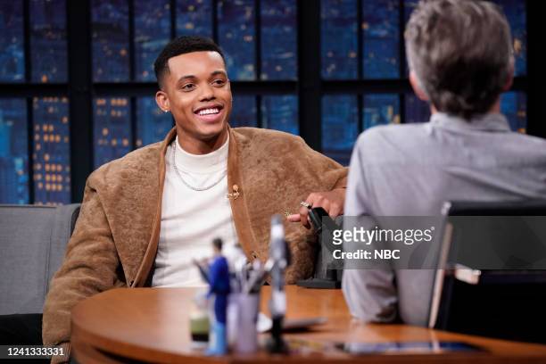 Episode 1307 -- Pictured: Actor Jabari Banks during an interview with host Seth Meyers on June 15, 2022 -- /NBCU Photo Bank via Getty Images