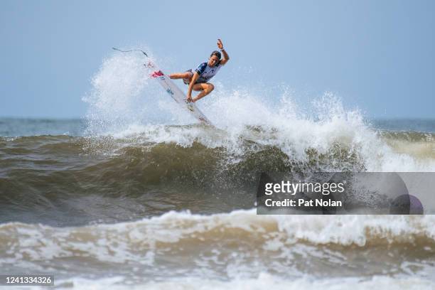 Sally Fitzgibbons of Australia surfs in Heat 4 of the Opening Round at the Surf City El Salvador Pro on June 15, 2022 at Punta Roca, La Libertad, El...