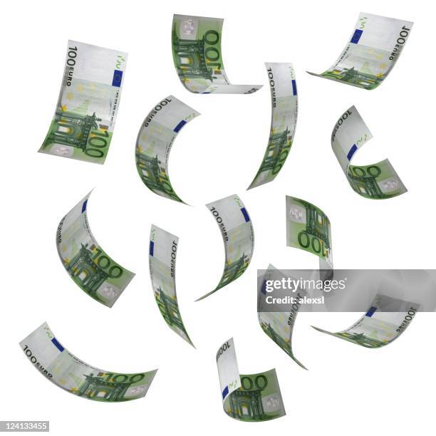 falling money - euro - flying money stock pictures, royalty-free photos & images