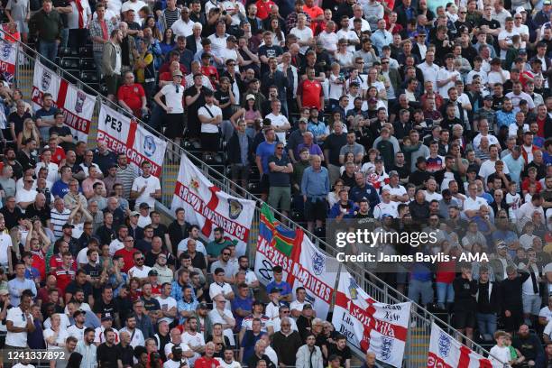 England fans during the UEFA Nations League League A Group 3 match between England and Hungary at Molineux on June 14, 2022 in Wolverhampton, United...