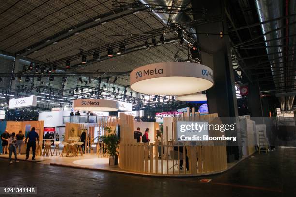 Attendees visit the Meta Platforms Inc. Booth at the Viva Technology Conference in Paris, France, on Wednesday, June 15, 2022. The conference, also...