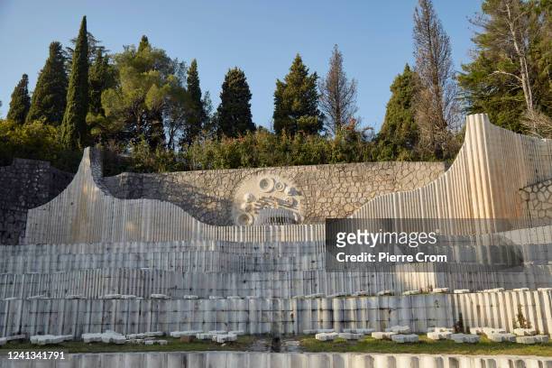 The Partisan Memorial Cemetery is seen on January 12, 2021 in Mostar, Bosnia and Herzegovina. The monument commemorates anti-fascist fighters from...
