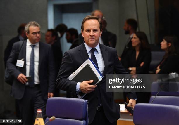 Portuguese Finance Minister Fernando Medina arrives to attend the Eurogroup meeting at the EU headquarters in Luxembourg on June 16, 2022.