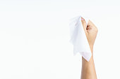 Hand holding wet wipes tissue