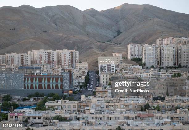 Residential and commercial complexes and buildings are pictured in northwestern Tehran on June 15, 2022.